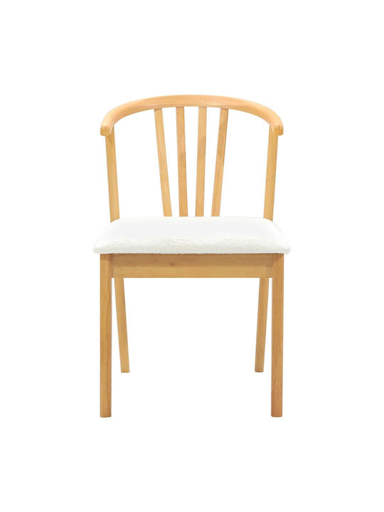 Dining Room Wooden Chair Natural and White 50.5x61x80.5cm 2pcs