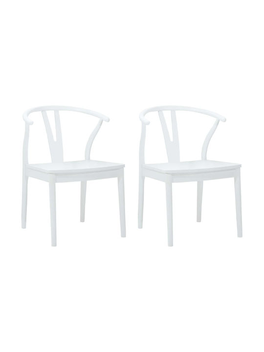Dining Room Wooden Chair White 54.5x53x77cm 2pcs