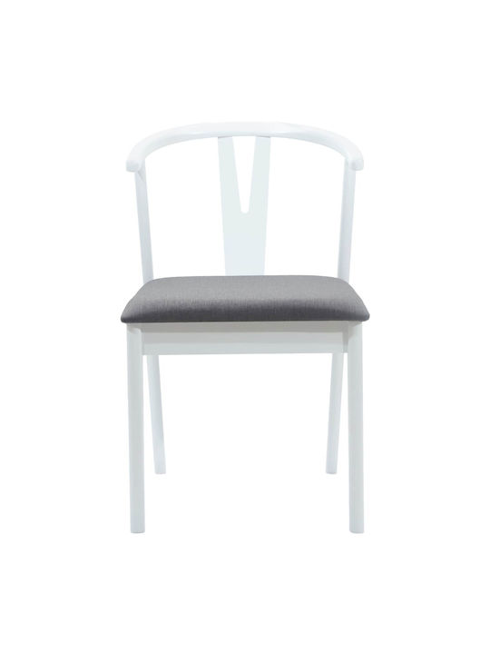 Dining Room Wooden Chair White and Grey 50.5x61x80.5cm 2pcs