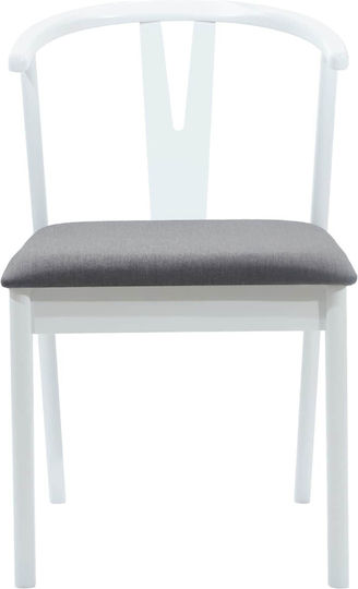 Dining Room Wooden Chair White and Grey 50.5x61x80.5cm 2pcs