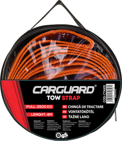CarGuard Curea De Remorcare Auto Cu Rezistență La Tracțiune Până La 2.5 Tone 4m În Culoare Portocalie
