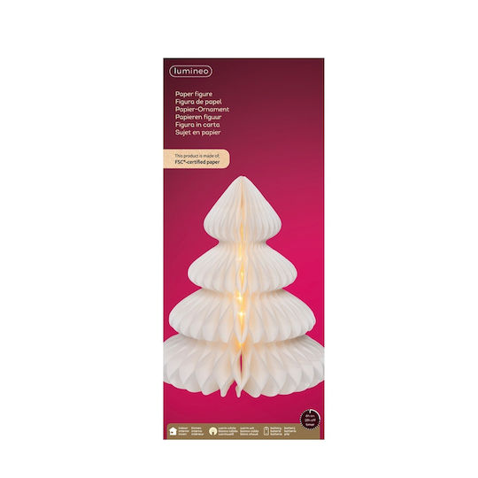 Christmas Decorative Tree Paper Micro Led Warm White Diameter 42x48 Cm Lumineo Fsc Decoris