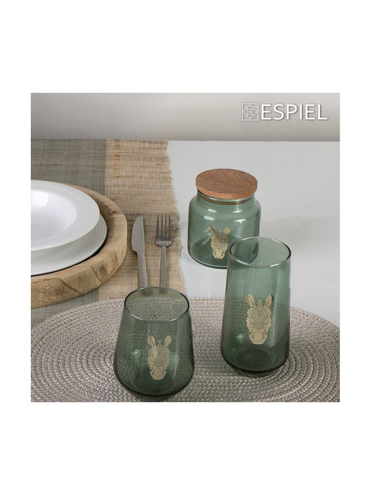 Espiel Jungle Zebra Set of 4 General Use Glass Jars with Lid Green 635ml 4 Pieces