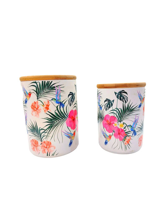 Set 2 Pieces Sugar Coffee Jars with Lid Porcelain White 12x17cm 2 Pieces