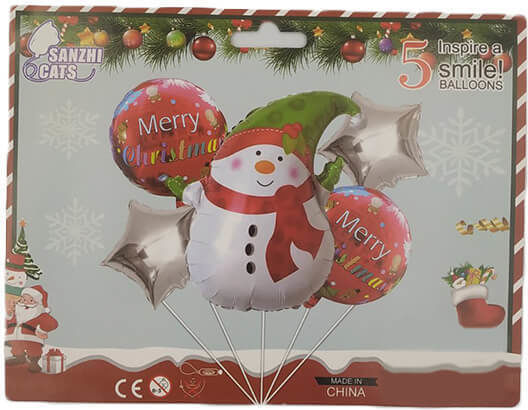 Σετ Μπαλόνια Merry Christmas – 5 Τεμάχια 1 Σετ 3 Σχέδια
