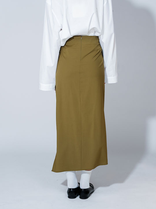 Hoch tailliert Rock Khaki