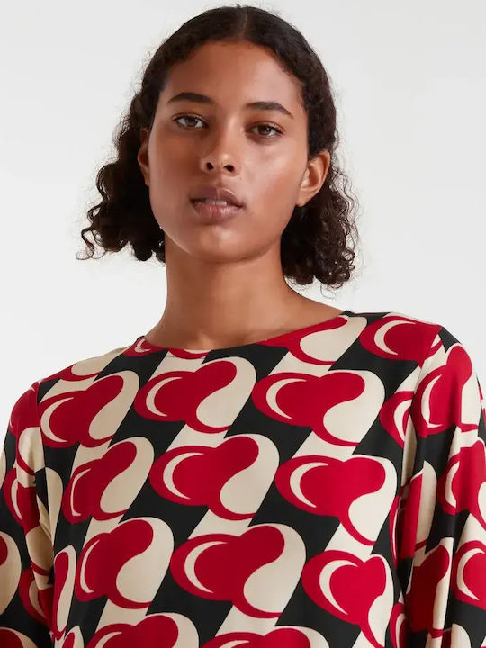 Midi Kleid Black/red