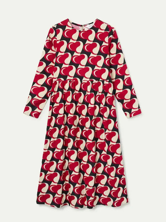 Midi Kleid Black/red