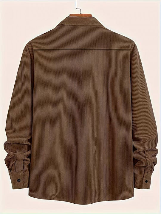 Long-sleeved Corduroy Shirt Brown