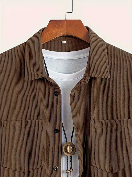Long-sleeved Corduroy Shirt Brown