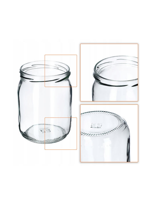 Kadax Set of 8 General Use Glass Transparent Jars with Lid 540ml 8 Pieces