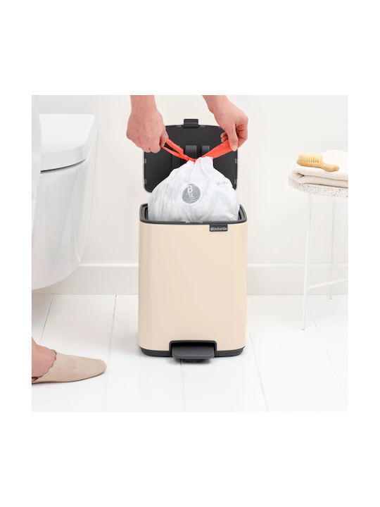 Brabantia Кошче за Боклук Bo с Педал от Неръждаема Стомана Бежово 7л