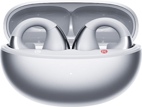 QCY Crossky C30S Open Ear Bluetooth Handsfree Ακουστικά με Αντοχή στον Ιδρώτα και Θήκη Φόρτισης Ασημί