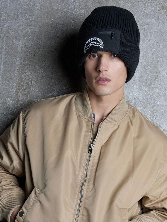 Lowkey Pocket Beanie Unisex Fleece Beanie Knitted in Black color