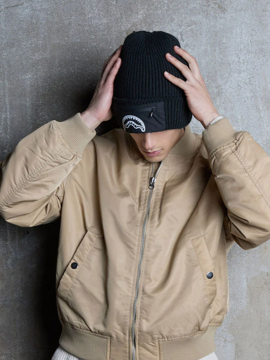 Lowkey Pocket Beanie Unisex Fleece Beanie Knitted in Black color