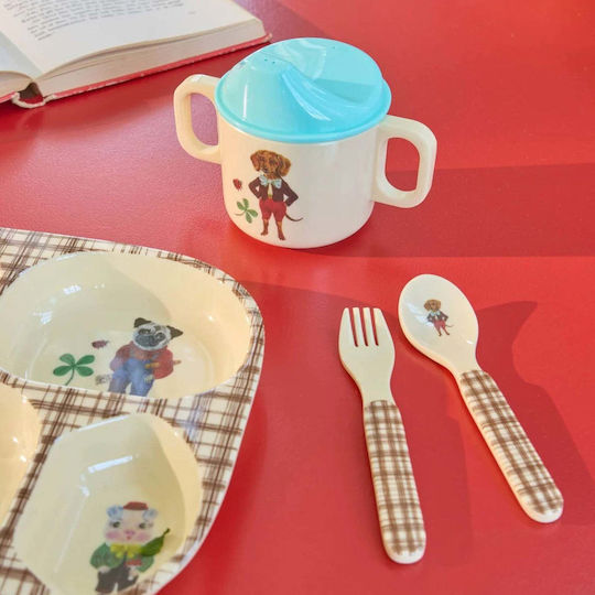 Rice Set de hrănire din Plastic Bej 4buc