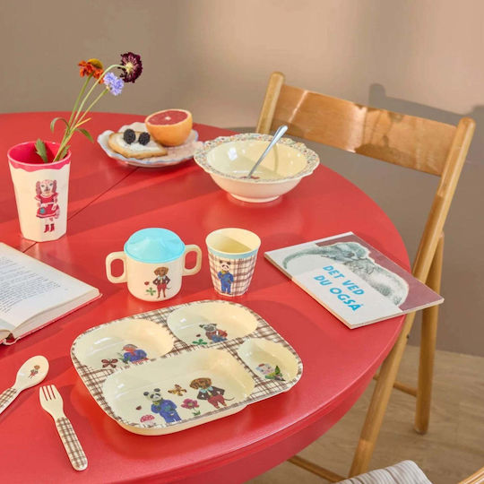 Rice Set de hrănire din Plastic Bej 4buc