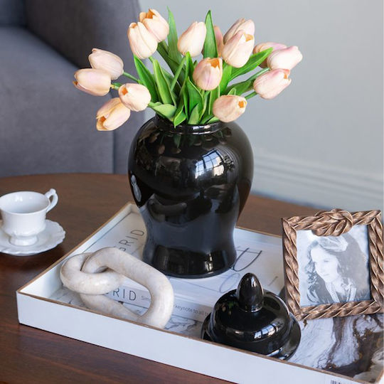 Artekko Decorative Vase Melania Black 16x16x31cm