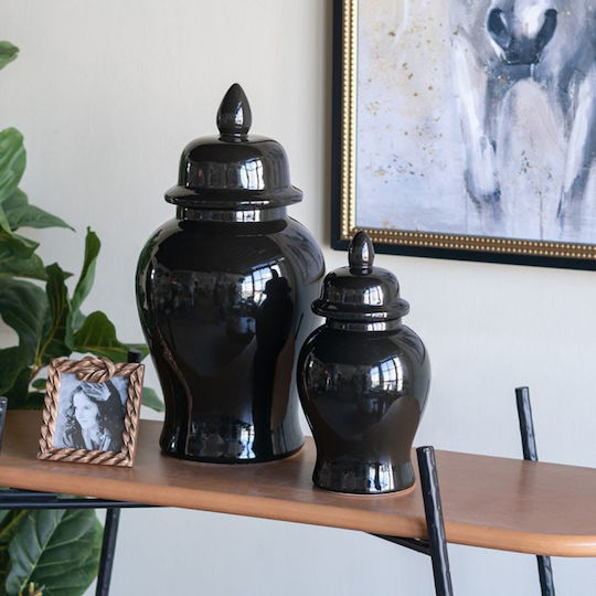 Artekko Decorative Vase Melania Black 16x16x31cm