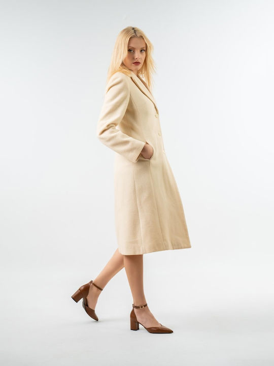 Synthetic Leather Pointed Toe Brown Medium Heels with Strap