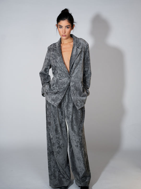 Phisique du Role Дълга Женски Велур Сако Dark Gray