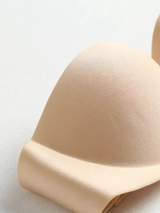 Bra Cup B Strapless Push Up Seamless Beige Size S