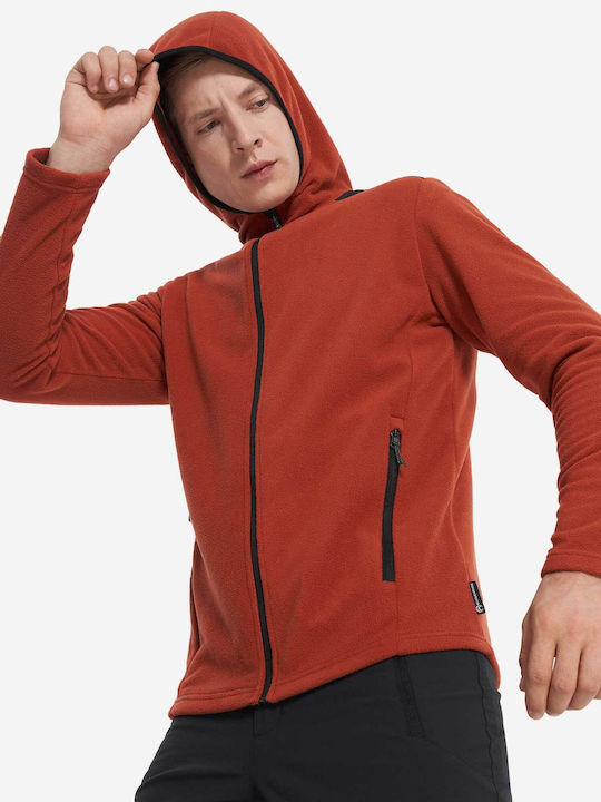 Men's Fleece Cardigan with Hood Red