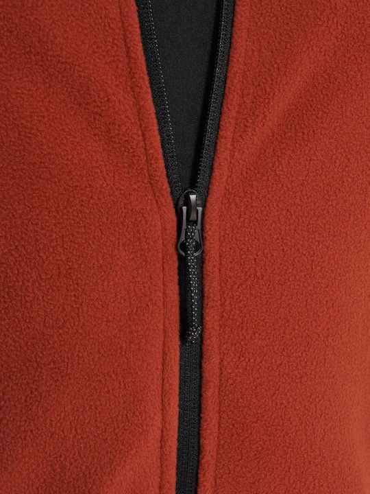 Men's Fleece Cardigan with Hood Red
