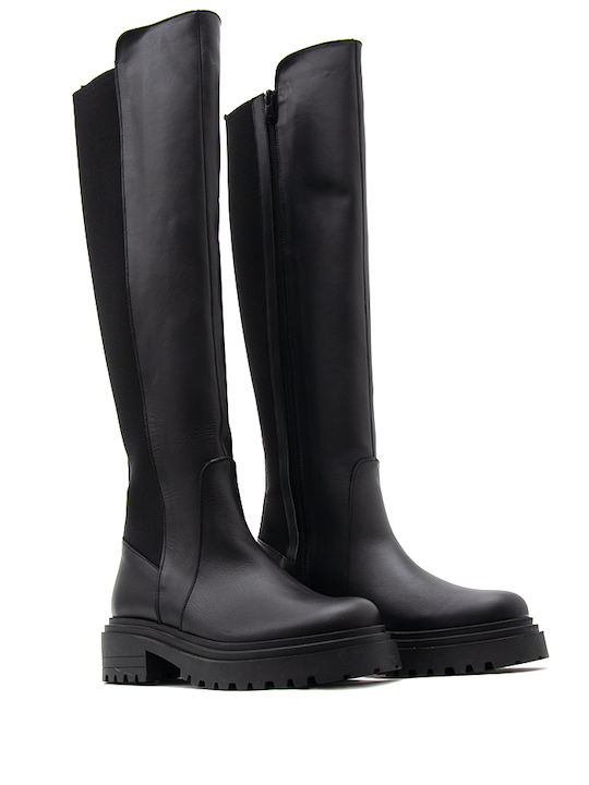 Leder Damenstiefel Schwarz
