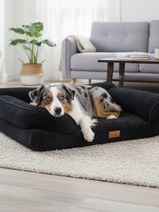 Sofa Dog Bed Orthopedic Black 80x65cm