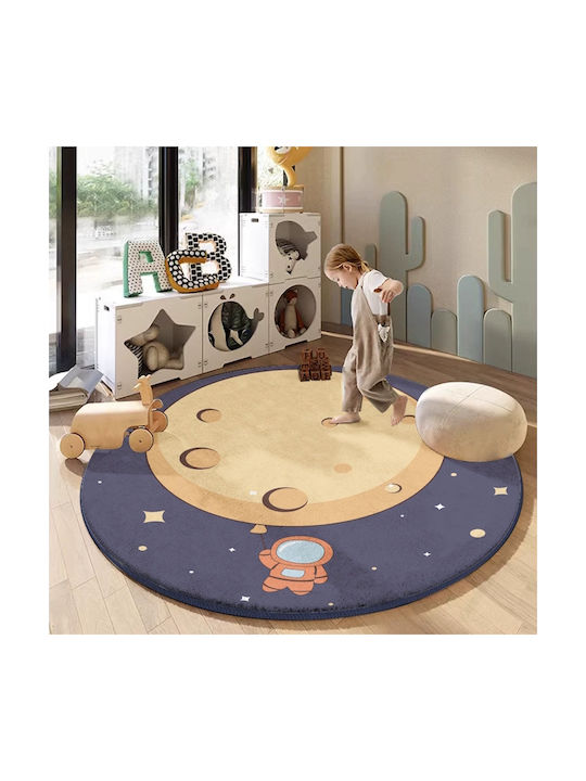 Round Hypoallergenic Kids Rug Astronaut Starborn Explorer Soft 3cm Ø120cm