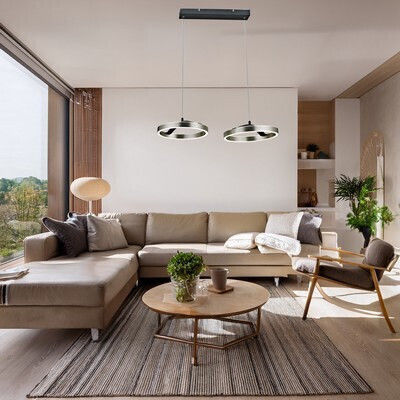 Powertech Ρυθμιζόμενο Κρεμαστό Φωτιστικό Ασημί LED με Φυσικό Λευκό Φως 70x30x120εκ.