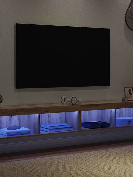 Living Room TV Unit with Lighting Artisan Oak L100xW30xH30cm