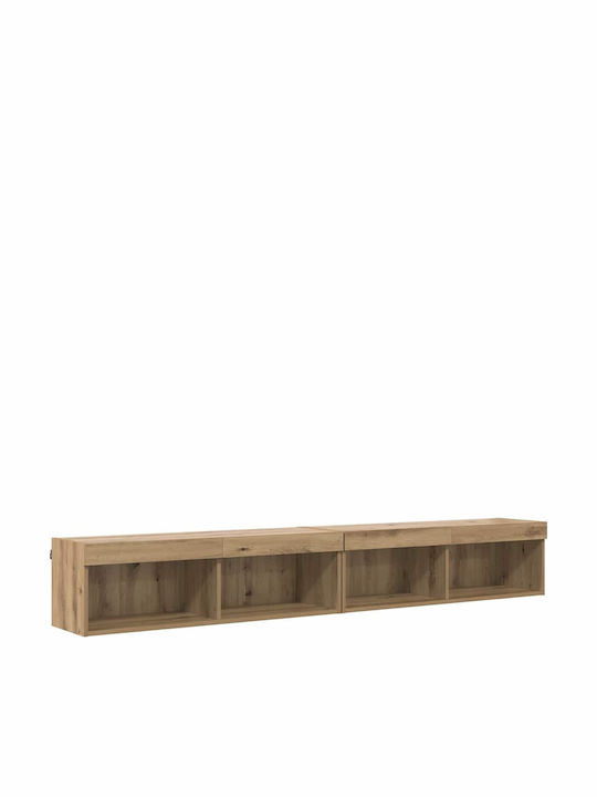 Living Room TV Unit with Lighting Artisan Oak L100xW30xH30cm