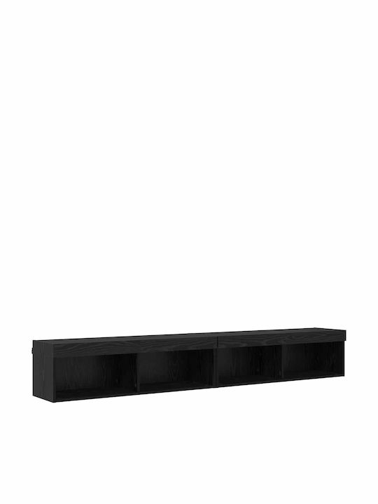 Living Room TV Unit with Lighting Black Beech L100xW30xH30cm