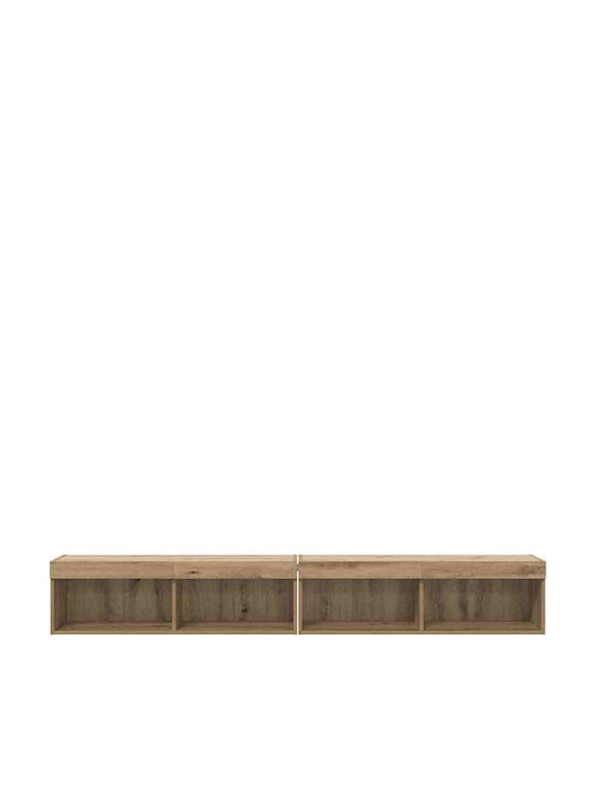 Living Room TV Unit with Lighting Artisan Oak L100xW30xH30cm
