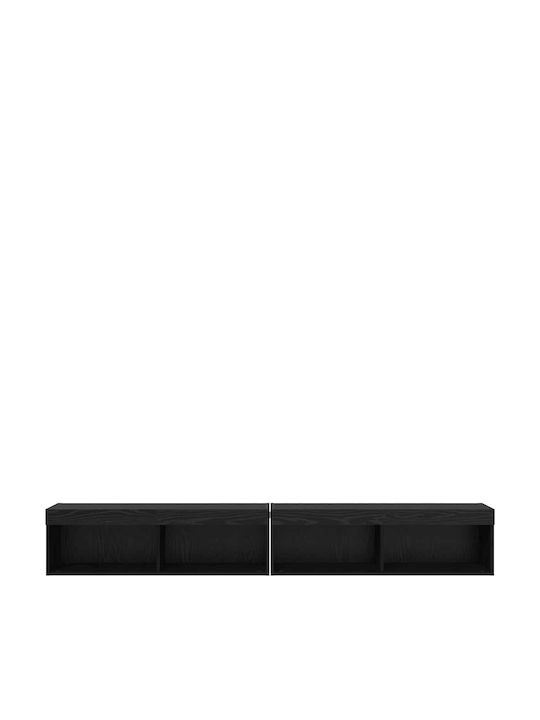 Living Room TV Unit with Lighting Black Beech L100xW30xH30cm