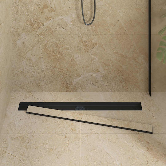vidaXL Siphon Spülbecken mit Größe 90x11cm Schwarz
