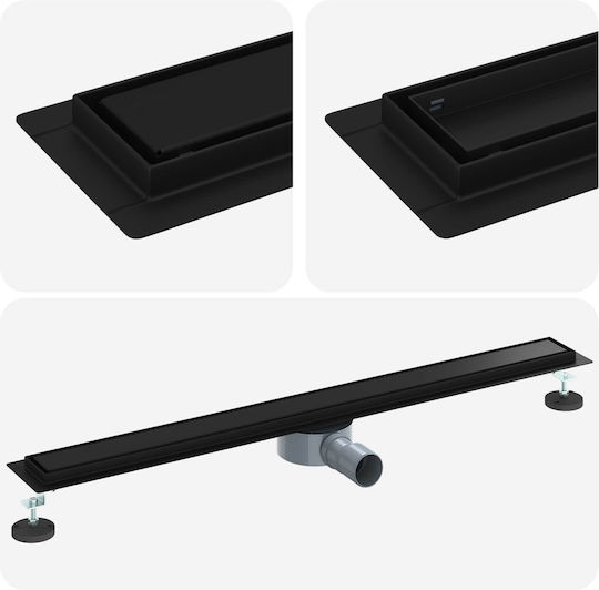 vidaXL Siphon Spülbecken mit Größe 90x11cm Schwarz
