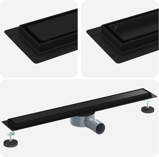 vidaXL Siphon Spülbecken mit Größe 70x11cm Schwarz