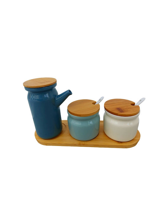 Set of 2pcs Jars General Use with Lid made of Porcelain Blue