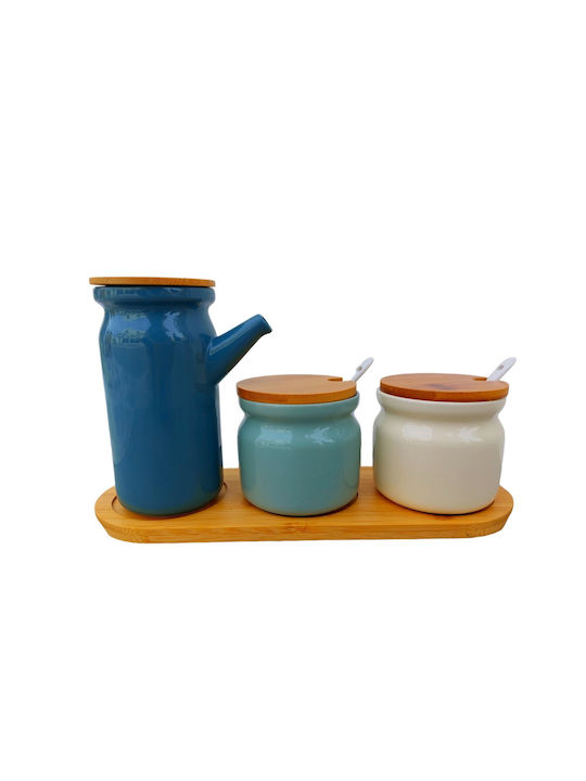 Set of 2pcs Jars General Use with Lid made of Porcelain Blue