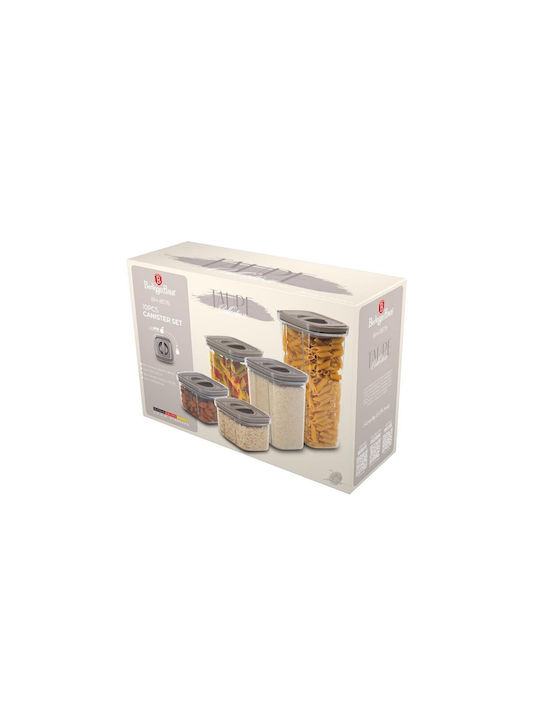 Berlinger Haus Set of 5pcs Jars for Coffee / Sugar / Tea / Pasta / Cereals with Airtight Lid Plastic Brown 460ml