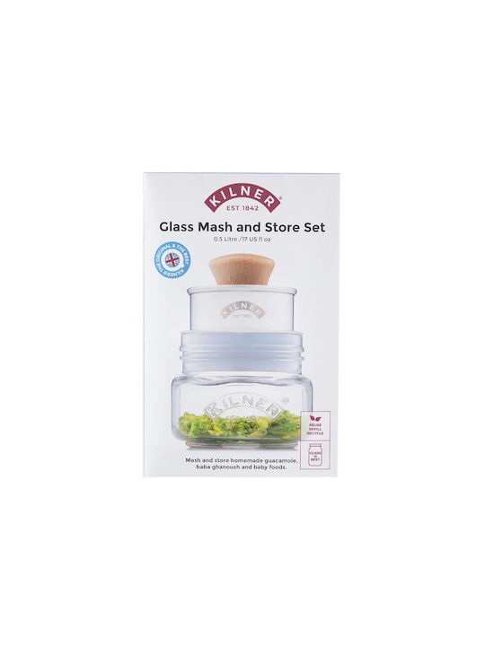 KIlner Set 5 Pieces General Use Glass Jars with Lid Grey 500ml