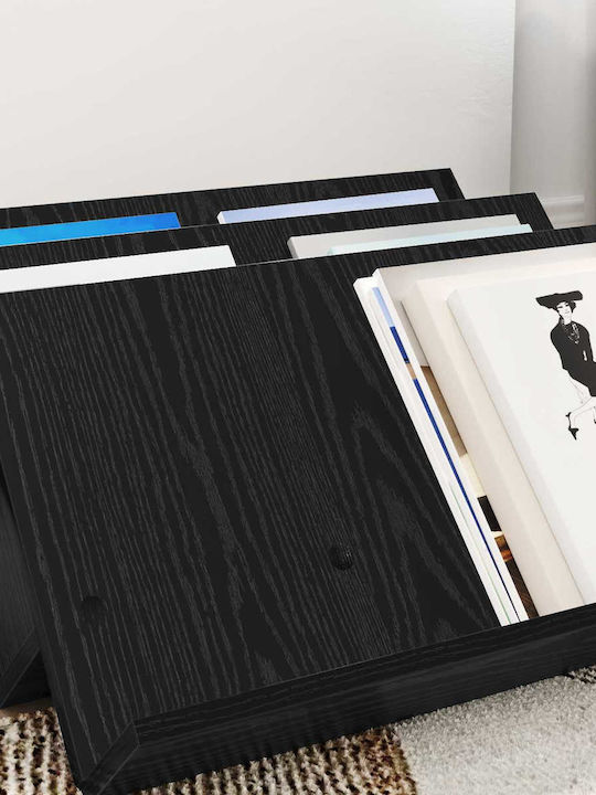 vidaXL Wooden Magazine Rack Black 53x28.5x65cm