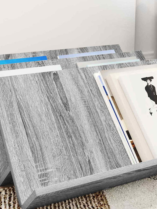 vidaXL Suport Reviste Lemn Gri 53x28.5x65buc 1buc