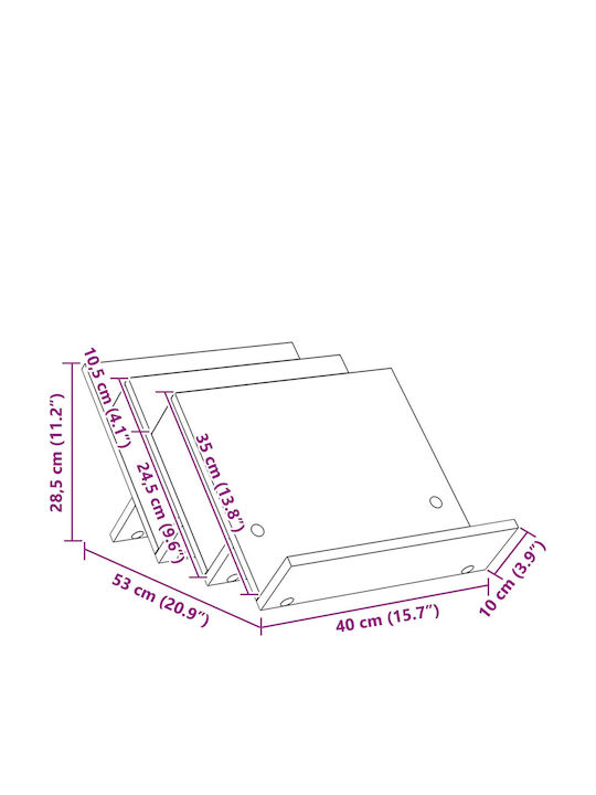 vidaXL Wooden Magazine Rack Black 40x28.5x53cm