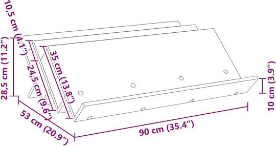 vidaXL Θήκη Περιοδικών Ξύλινη Καφέ 53x28.5x90εκ.