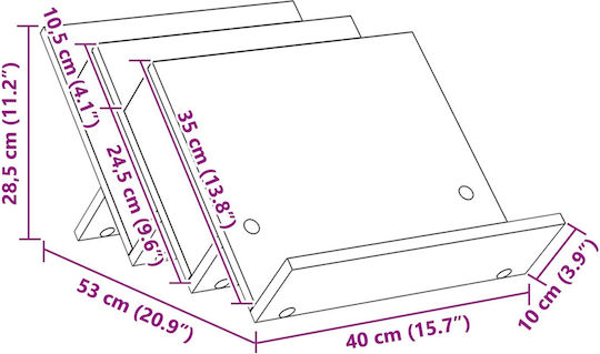 vidaXL Wooden Magazine Rack Gray 40x28.5x53cm