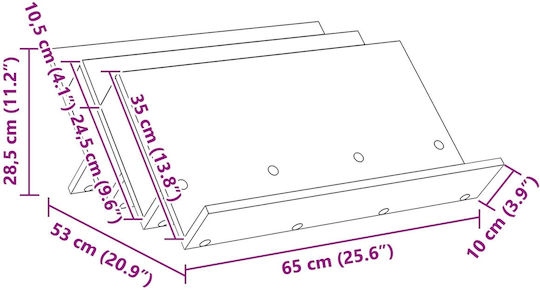vidaXL Θήκη Περιοδικών Ξύλινη Μαύρη 53x28.5x65εκ.